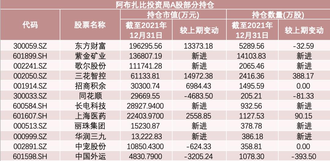 阿布扎比最新持仓揭示全球投资焦点新动向